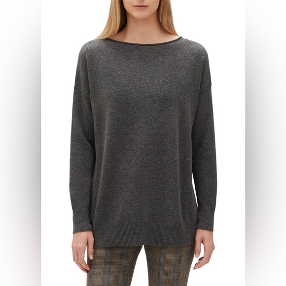 LAFAYETTE 148 Light Gray Cashmere Relaxed Sweater M - Picture 1 of 6